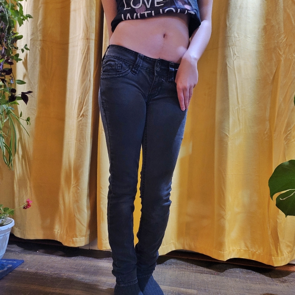 VINTAGE Low Rise Hydraulic Bailey Super Skinny Black Jeans
